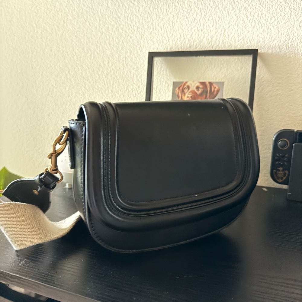 ZARA Black Leather Shoulder Bag